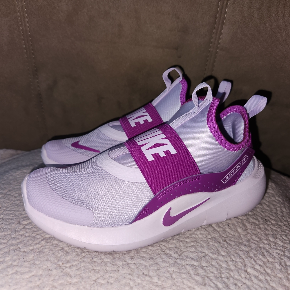 Nike Kids Purple and White Slip-On Sneakers
